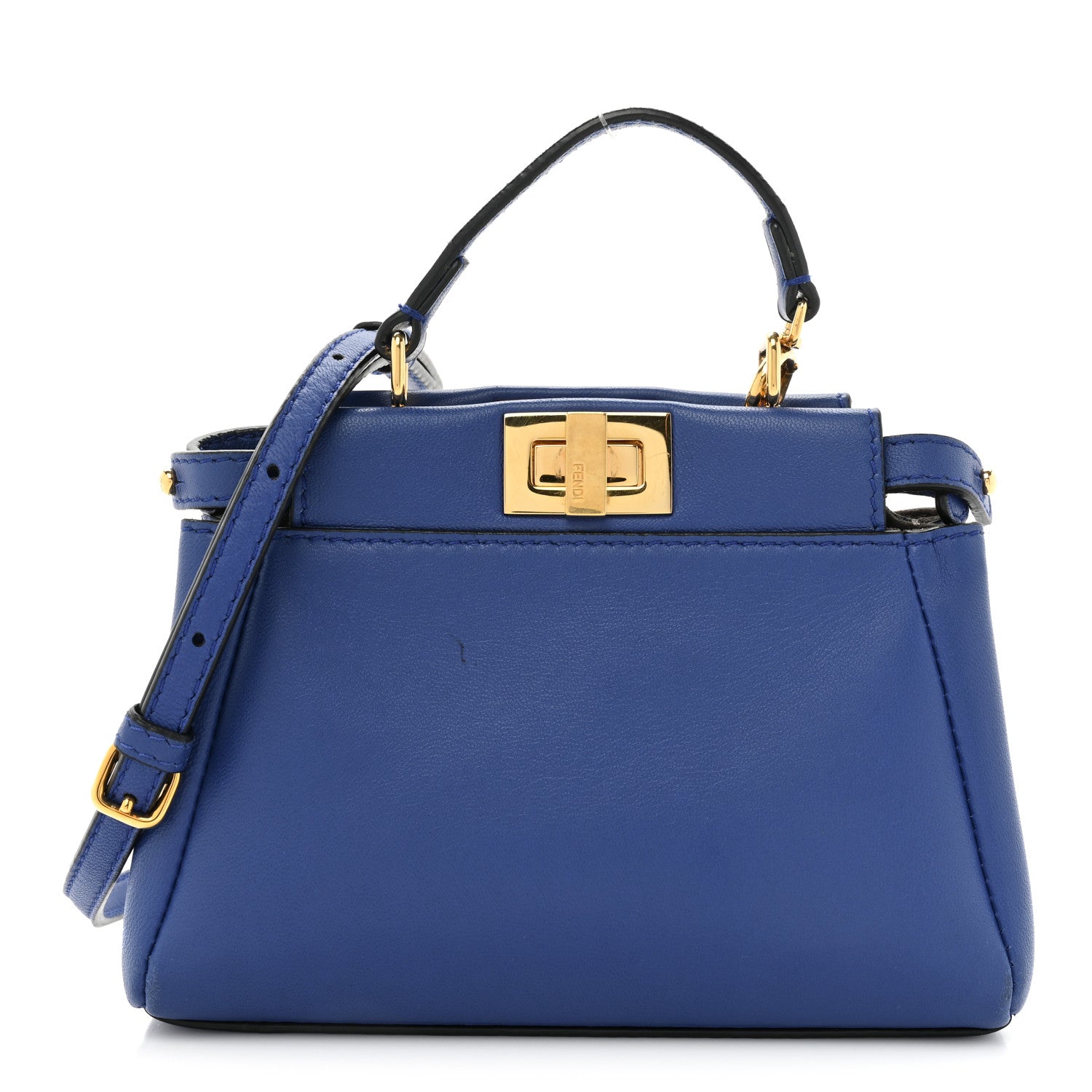 Fendi Shiny Nappa Micro Peekaboo Iconic Satchel Bluette 1 of 16
