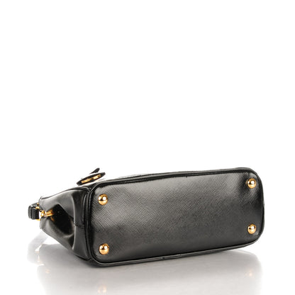 Prada Saffiano Vernice Mini Galleria Double Zip Tote Black 4 of 8