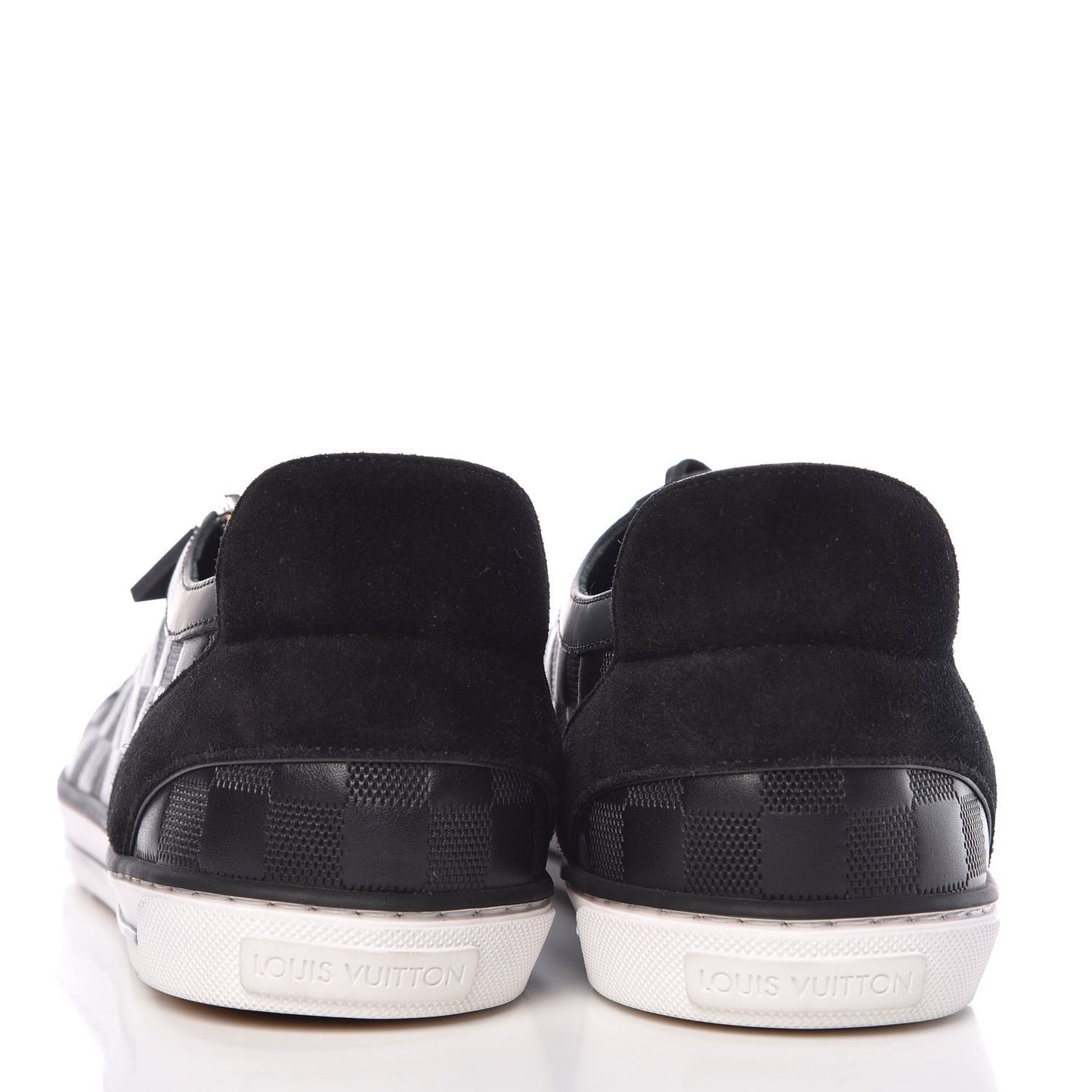 Calfskin Suede Damier Infini Aventure Zip Up Sneakers 9.5 Onyx