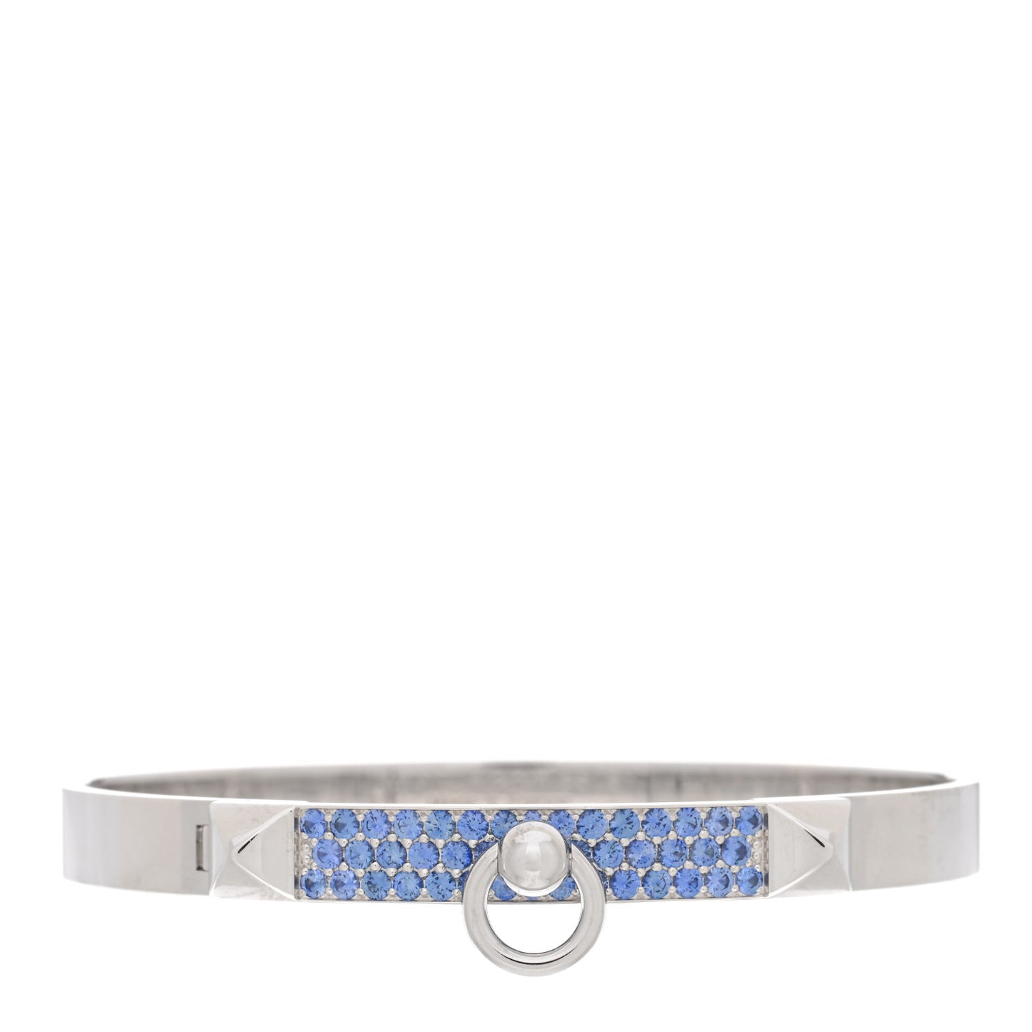 18K White Gold Blue Sapphire PM Collier De Chien Pave Bracelet SH