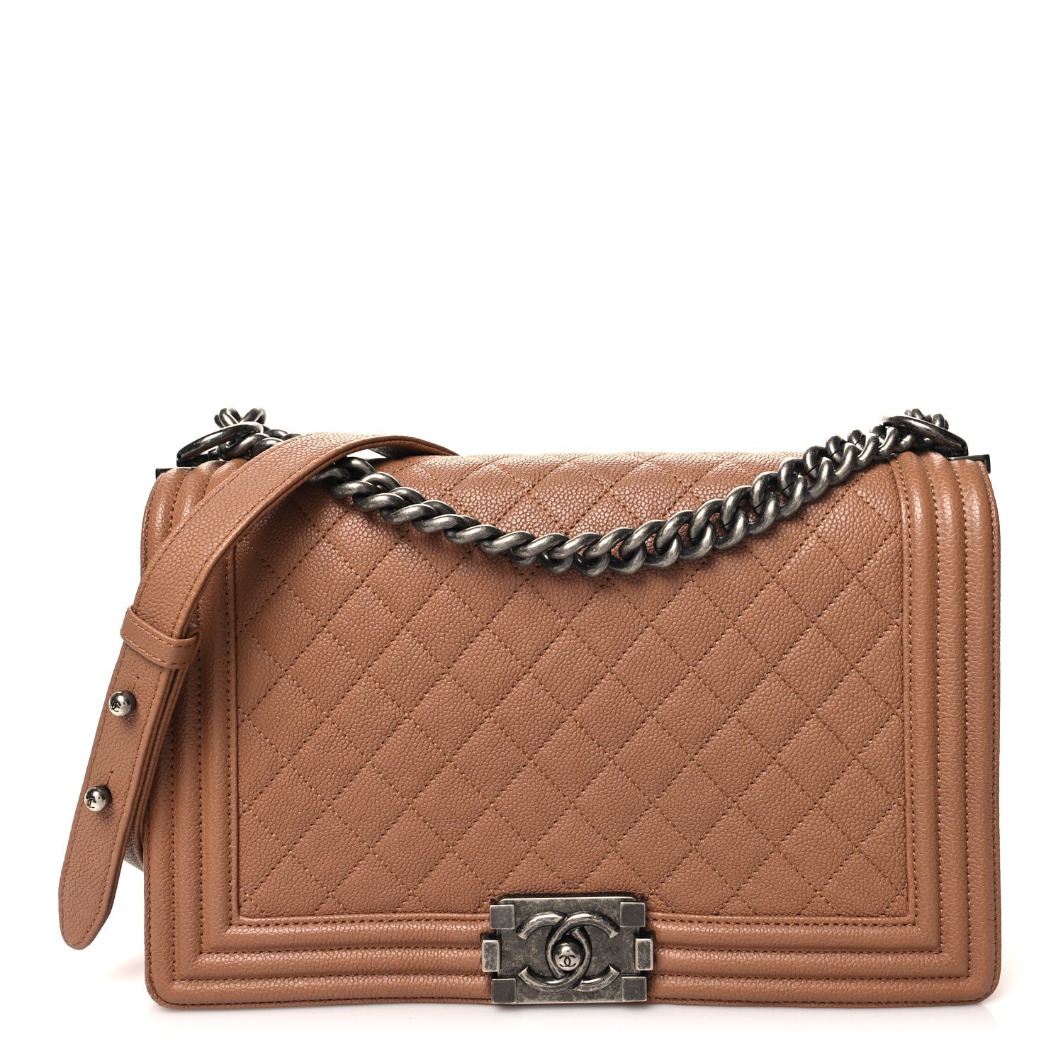 Chanel Caviar Quilted New Medium Boy Flap Light Brown 1 of 10