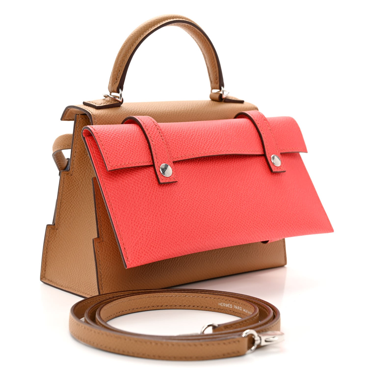 Hermes Epsom Swift Quelle Idole Picto Kelly Doll Handbag Biscuit Rose Texas Blue France 4 of 12