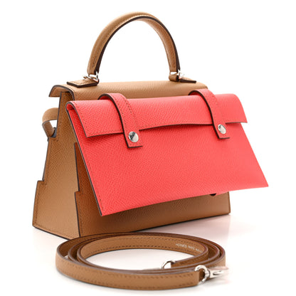 Hermes Epsom Swift Quelle Idole Picto Kelly Doll Handbag Biscuit Rose Texas Blue France 4 of 12