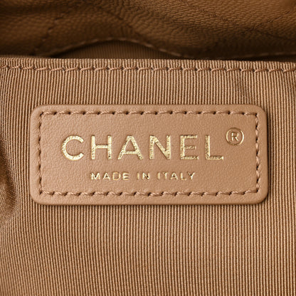 Chanel Caviar Quilted Rolled Up Bucket Drawstring Bag Beige 6 of 12
