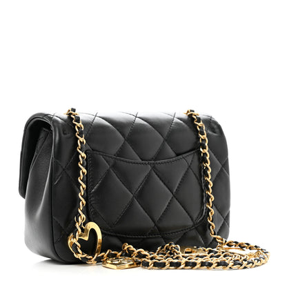 Chanel Lambskin Quilted Mini Heart Charms Flap Black 3 of 10