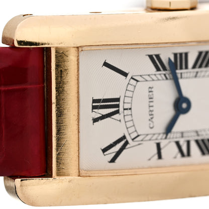 Cartier 18K Yellow Gold Alligator 19mm Tank Americaine Quartz Watch Red 6 of 6