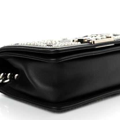 Chanel Calfskin Pearl Chevron Small Boy Flap Black 9 of 10