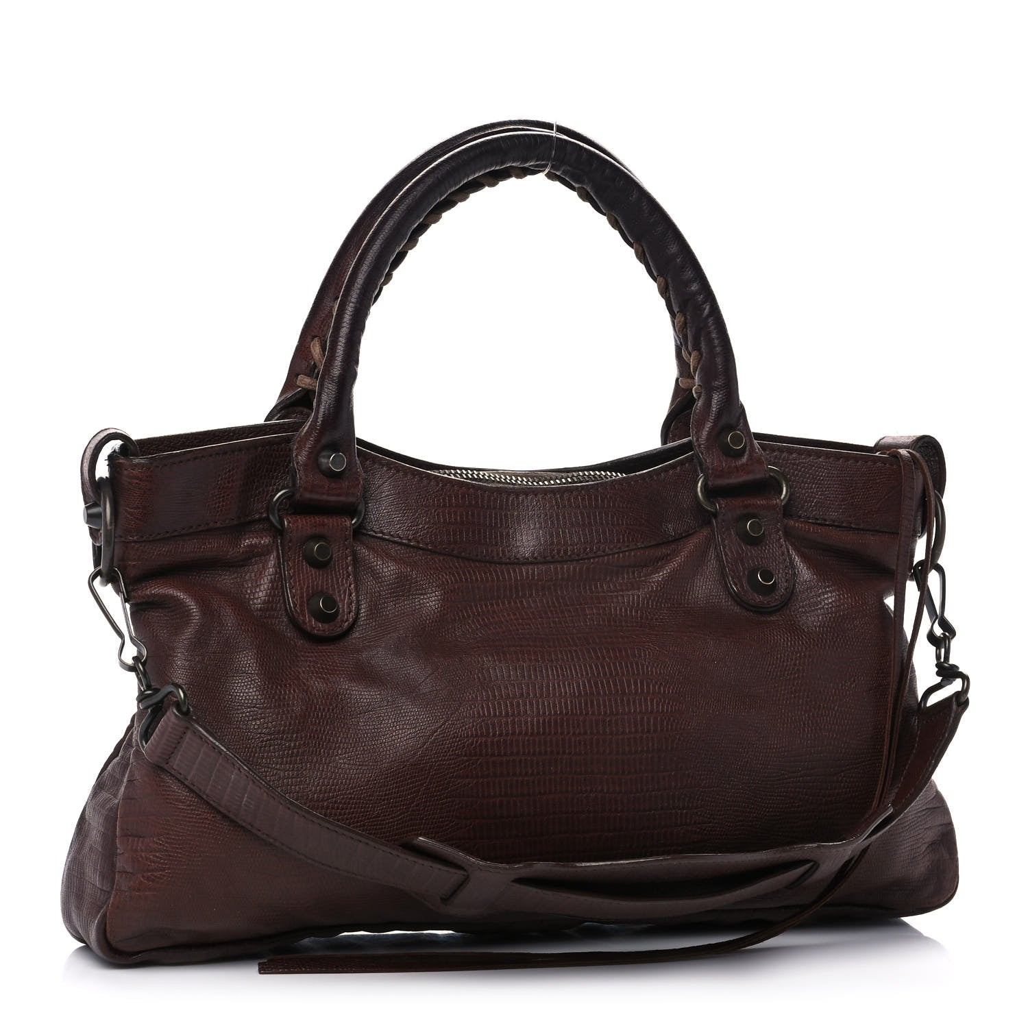 Balenciaga Agneau Lizard Embossed First Castagna 12 of 13