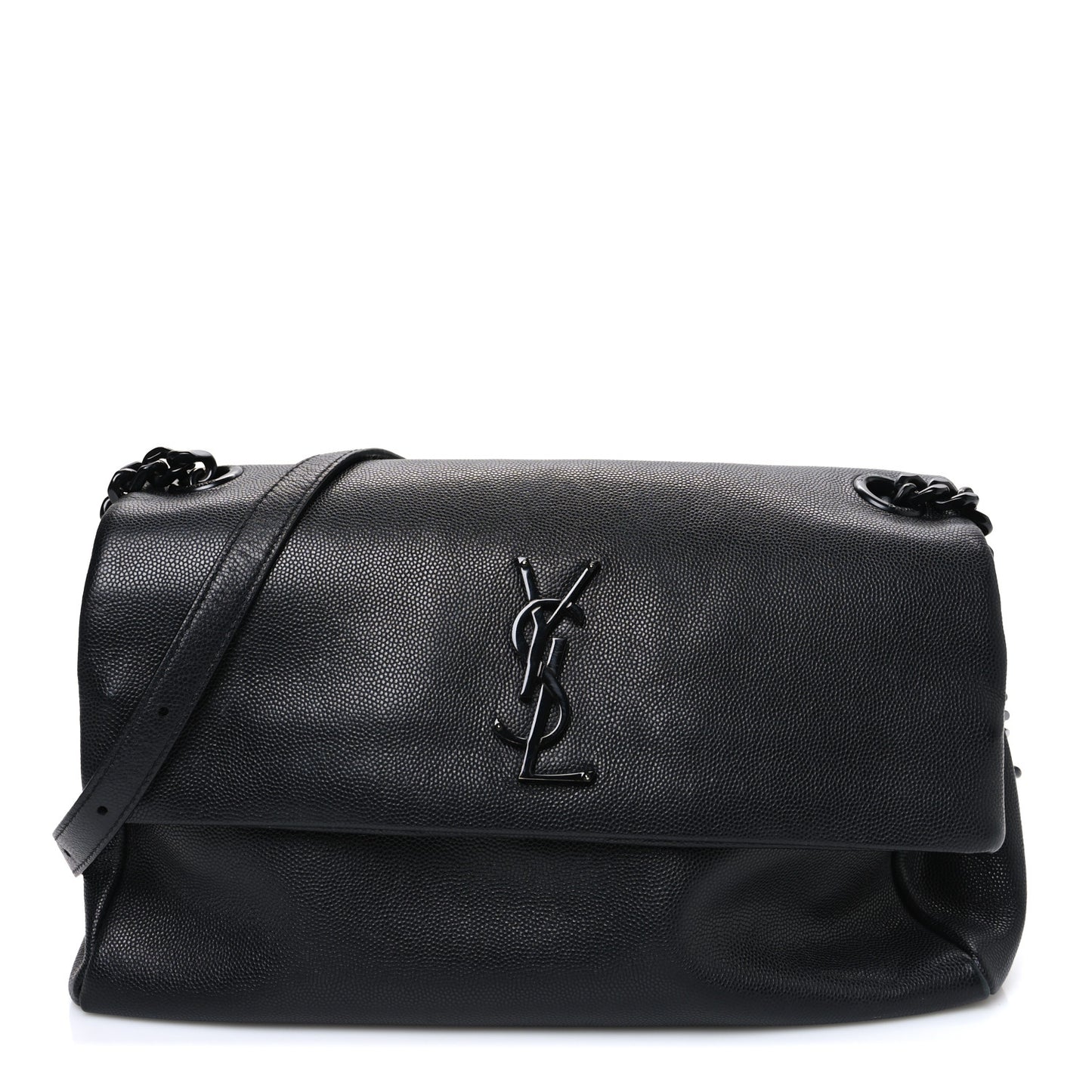 Grain De Poudre Medium West Hollywood Monogram Fold-Over Bag Black