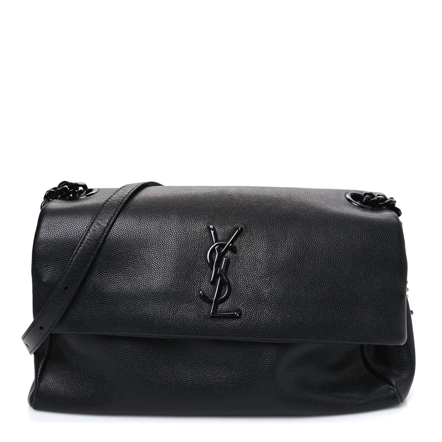 Saint Laurent Grain De Poudre Medium West Hollywood Monogram Fold-Over Bag Black 1 of 11