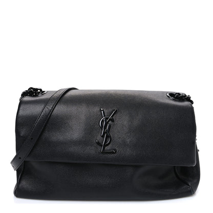 Saint Laurent Grain De Poudre Medium West Hollywood Monogram Fold-Over Bag Black 1 of 11
