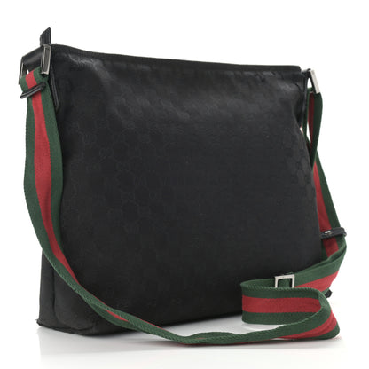 Gucci Monogram Web Medium Flat Messenger Bag Black 3 of 12
