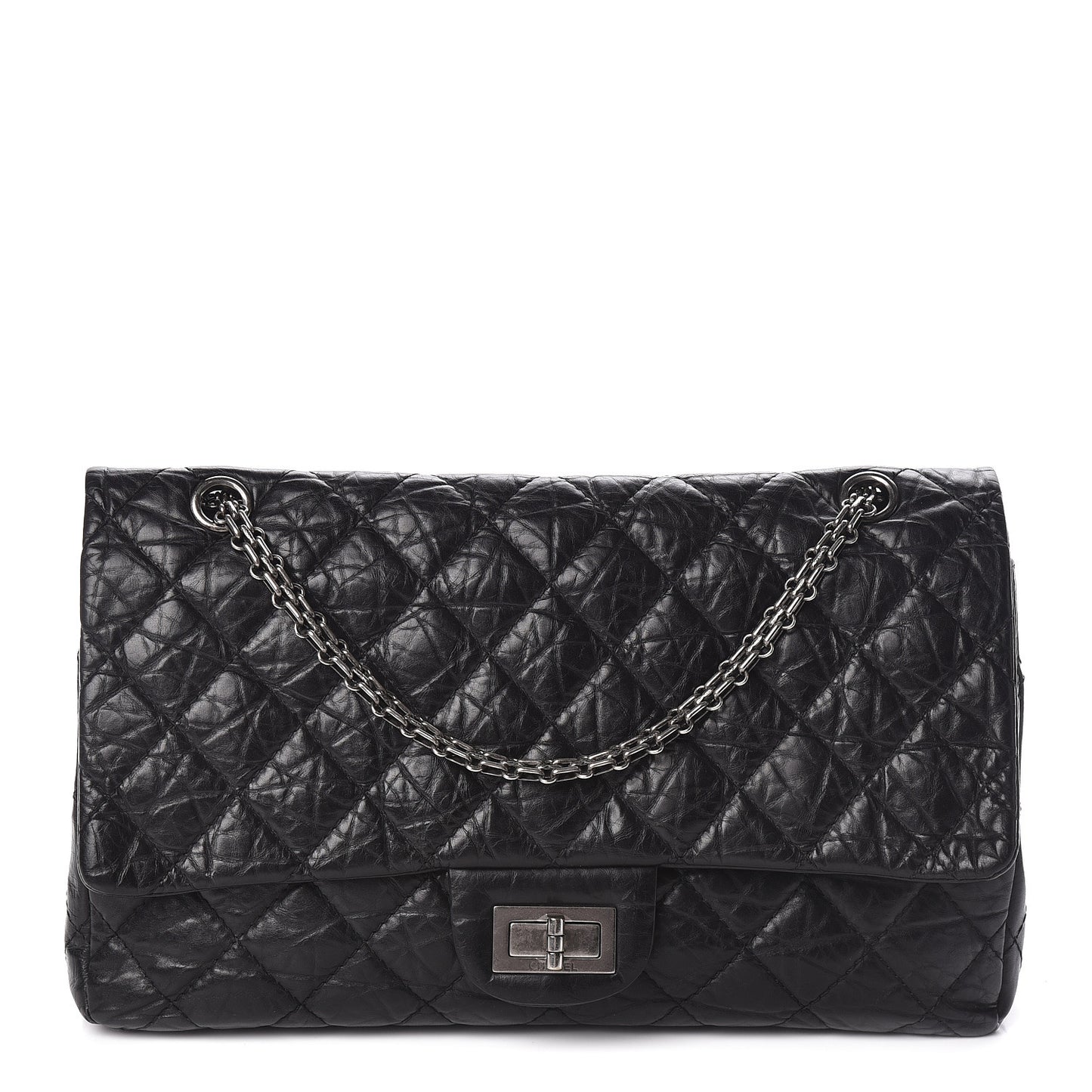 Aged Calfskin Quilted 2.55 Reissue 227 Flap Black
