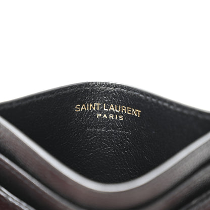 Saint Laurent Grain De Poudre Matelasse Chevron Monogram Credit Card Case Black 6 of 11