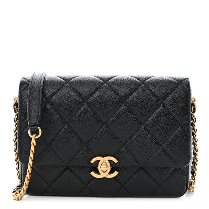 Chanel Shiny Caviar Quilted Small Chain Melody Flap Black 1 of 11