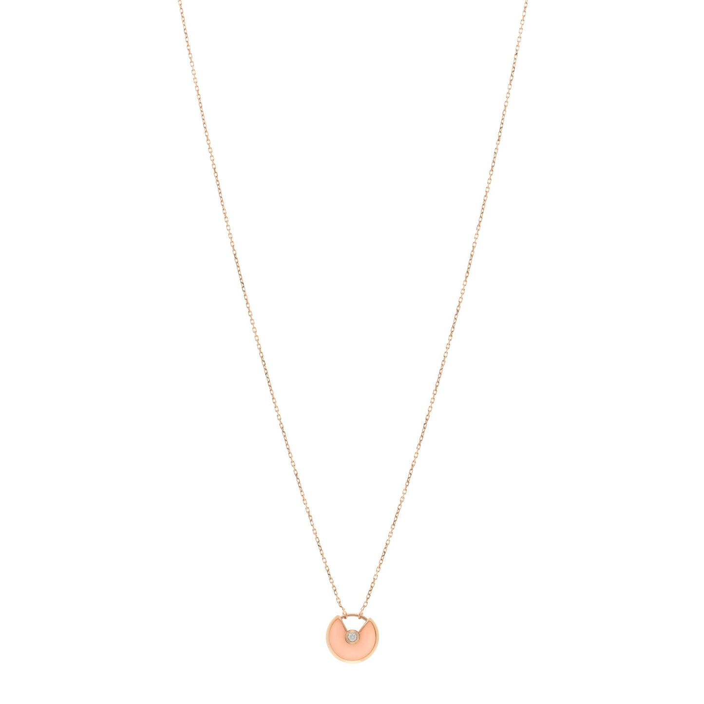 18K Pink Gold Diamond Pink Opal XS Amulette de Cartier Pendant Necklace