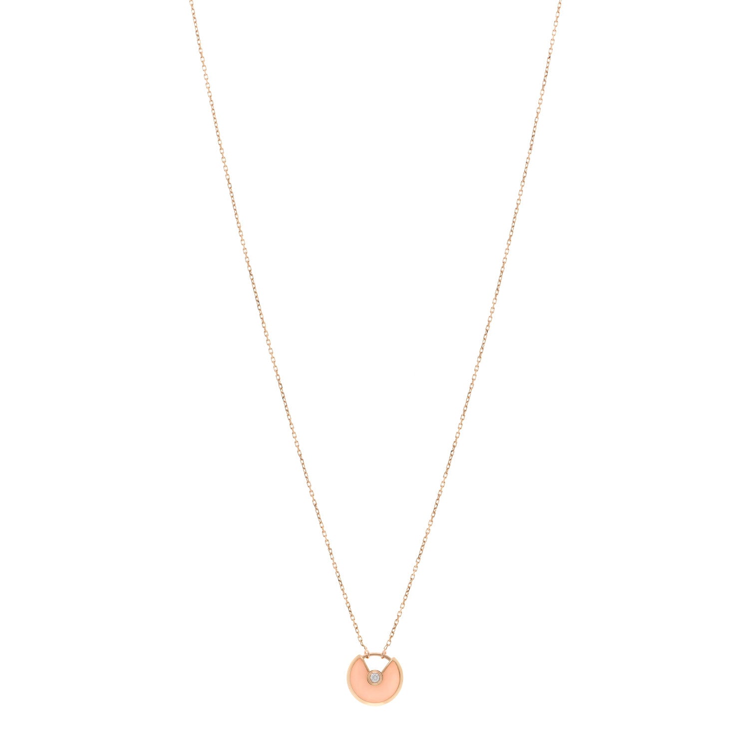 Cartier 18K Pink Gold Diamond Pink Opal XS Amulette de Cartier Pendant Necklace 1 of 4
