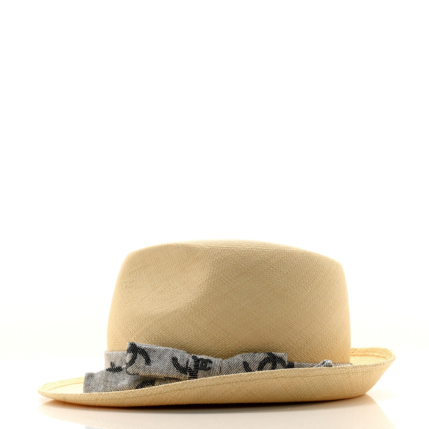 Chanel Straw CC Fedora Hat M Beige 4 of 8