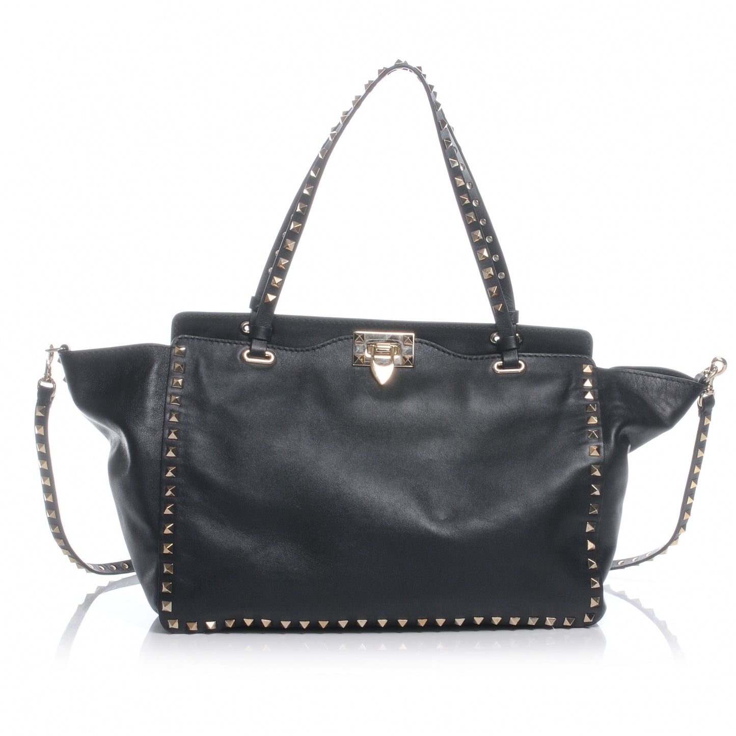 Vitello Medium Rockstud Tote Black