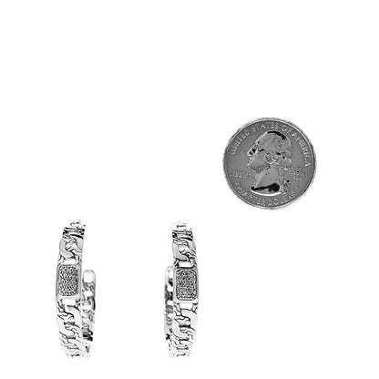 John Hardy Sterling Silver Diamond Chain Hoop Earrings 2 of 4