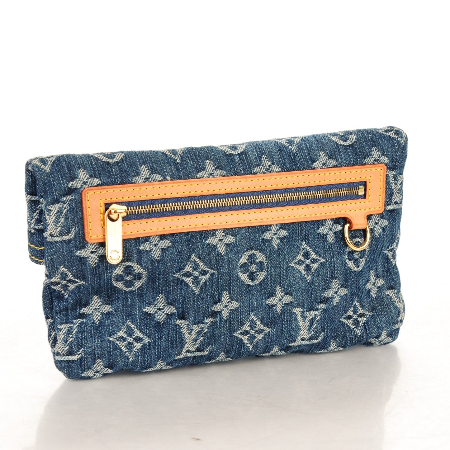 Monogram Denim Pochette Plat Clutch Blue