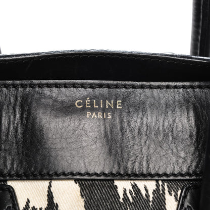 Celine Canvas Smooth Calfskin Leopard Print Mini Luggage Black 6 of 8