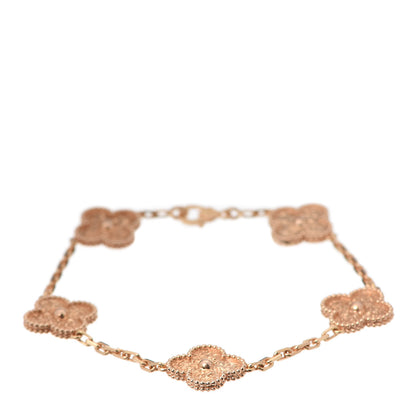 Van Cleef & Arpels 18K Rose Gold 5 Motifs Vintage Alhambra Bracelet 1 of 7