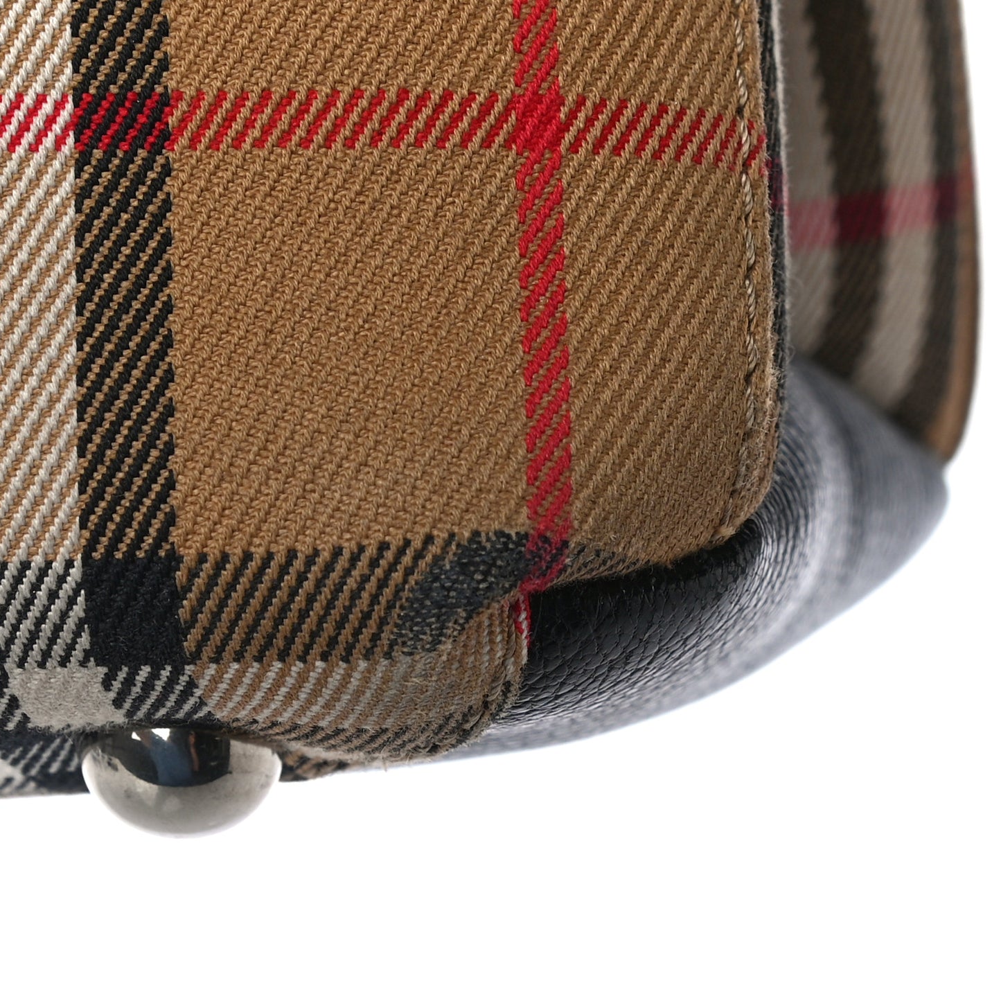 Goatskin Vintage Check Medium Banner Tote Black