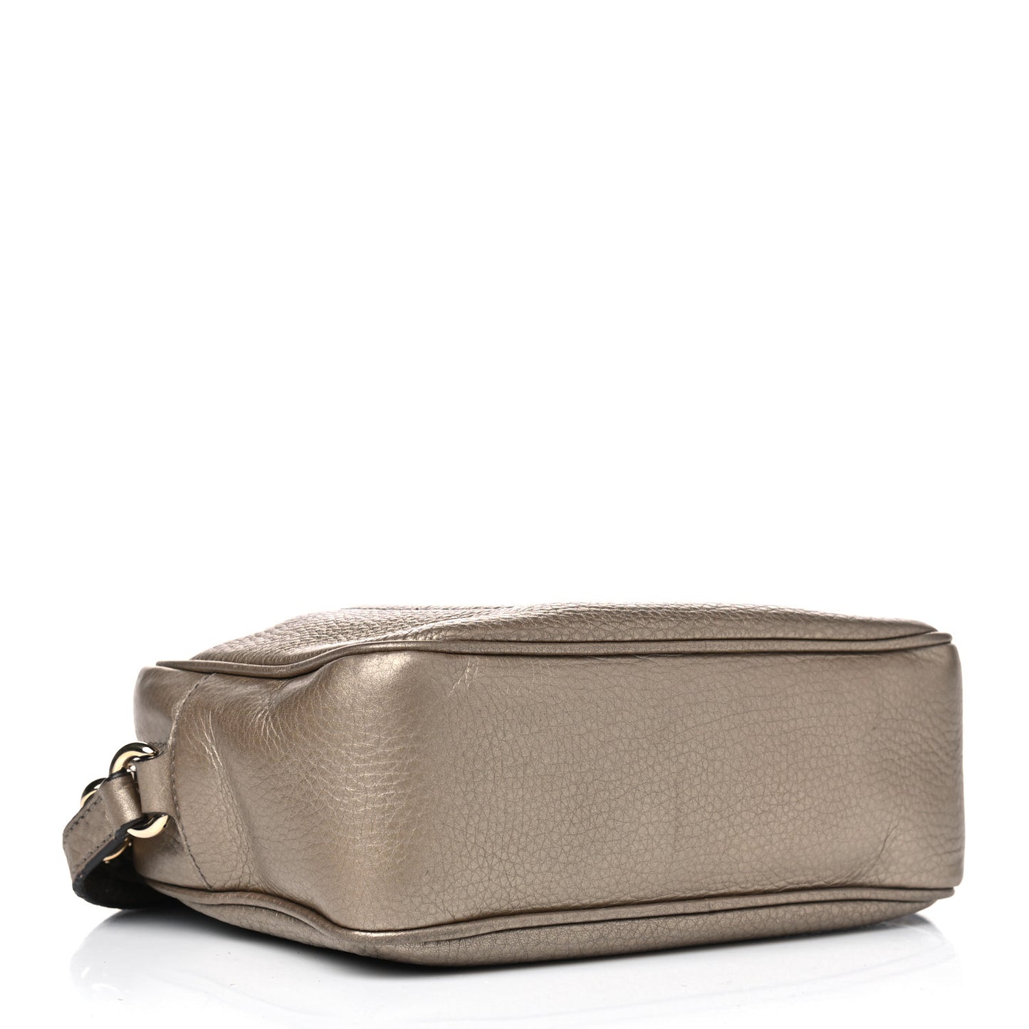 Metallic Pebbled Calfskin Small Soho Disco Bag Golden Beige
