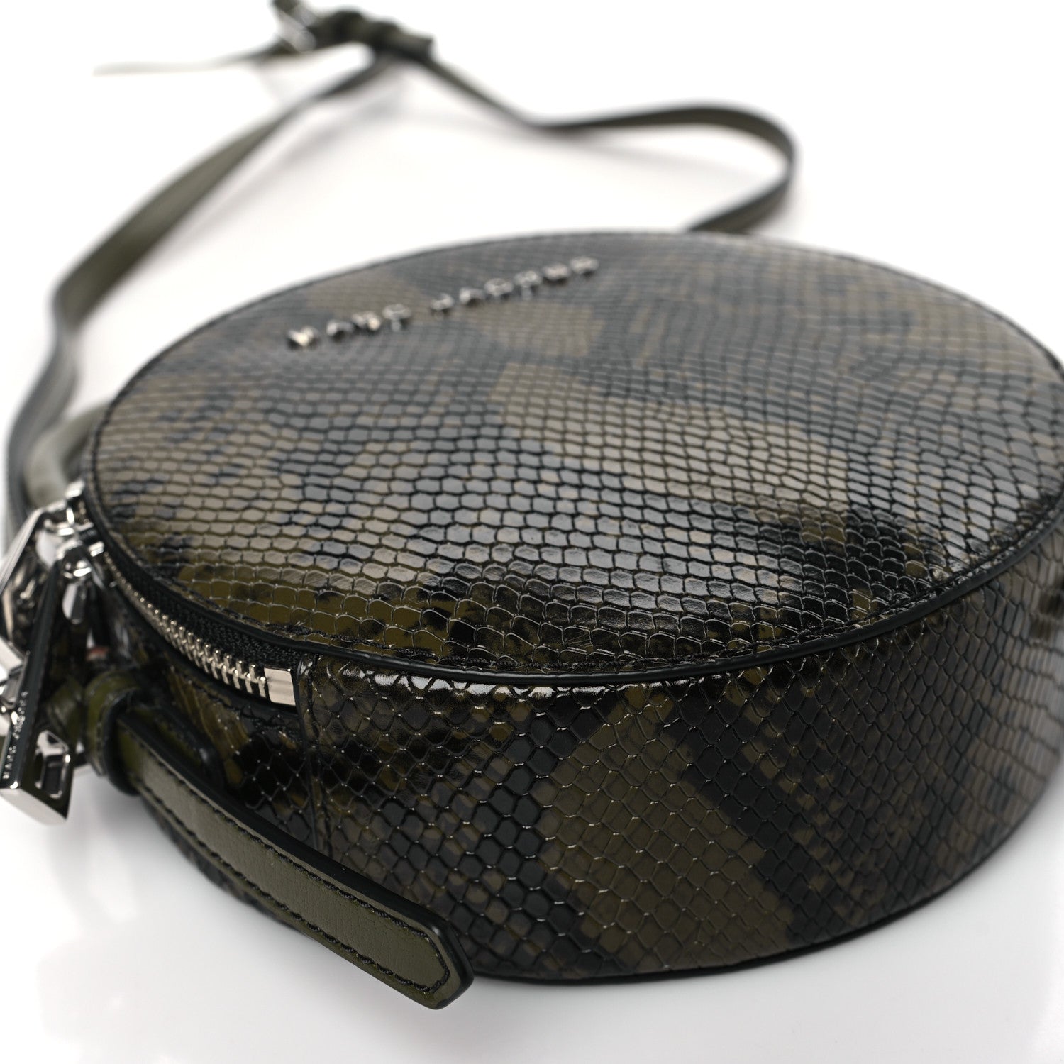 Marc Jacobs Snakeskin Embossed Circle Crossbody Dark Martini Olive Green 8 of 9