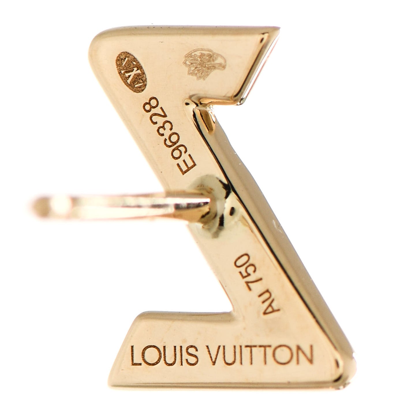 18K Yellow Gold LV Volt Upside Down Stud Earrings