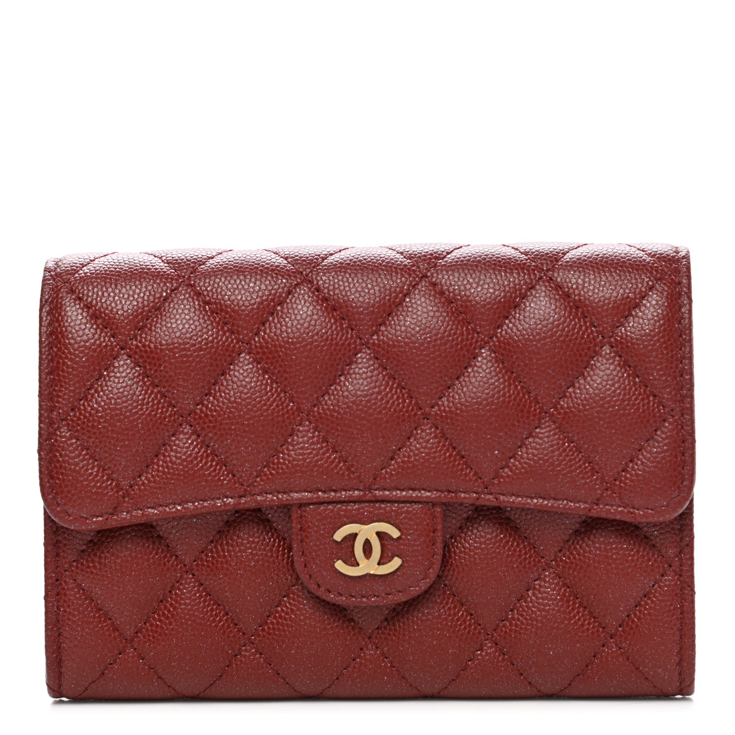 Chanel Iridescent Caviar Quilted Medium Flap Wallet Burgundy 1 of 8