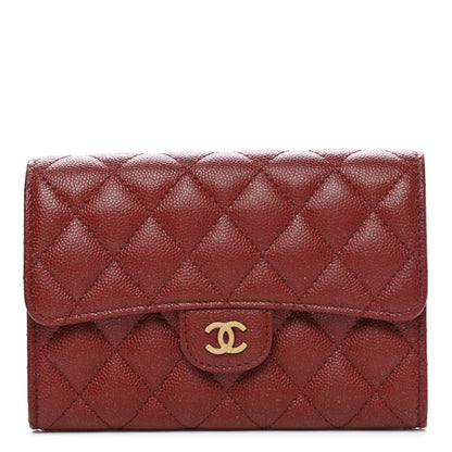 Chanel Iridescent Caviar Quilted Medium Flap Wallet Burgundy 1 of 8