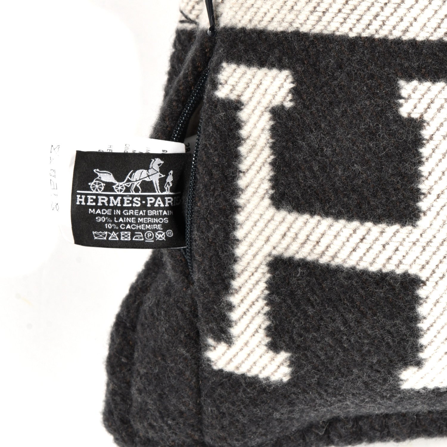 Hermes Wool Cashmere Avalon Pillow PM Ecru Gris Fonce 3 of 3