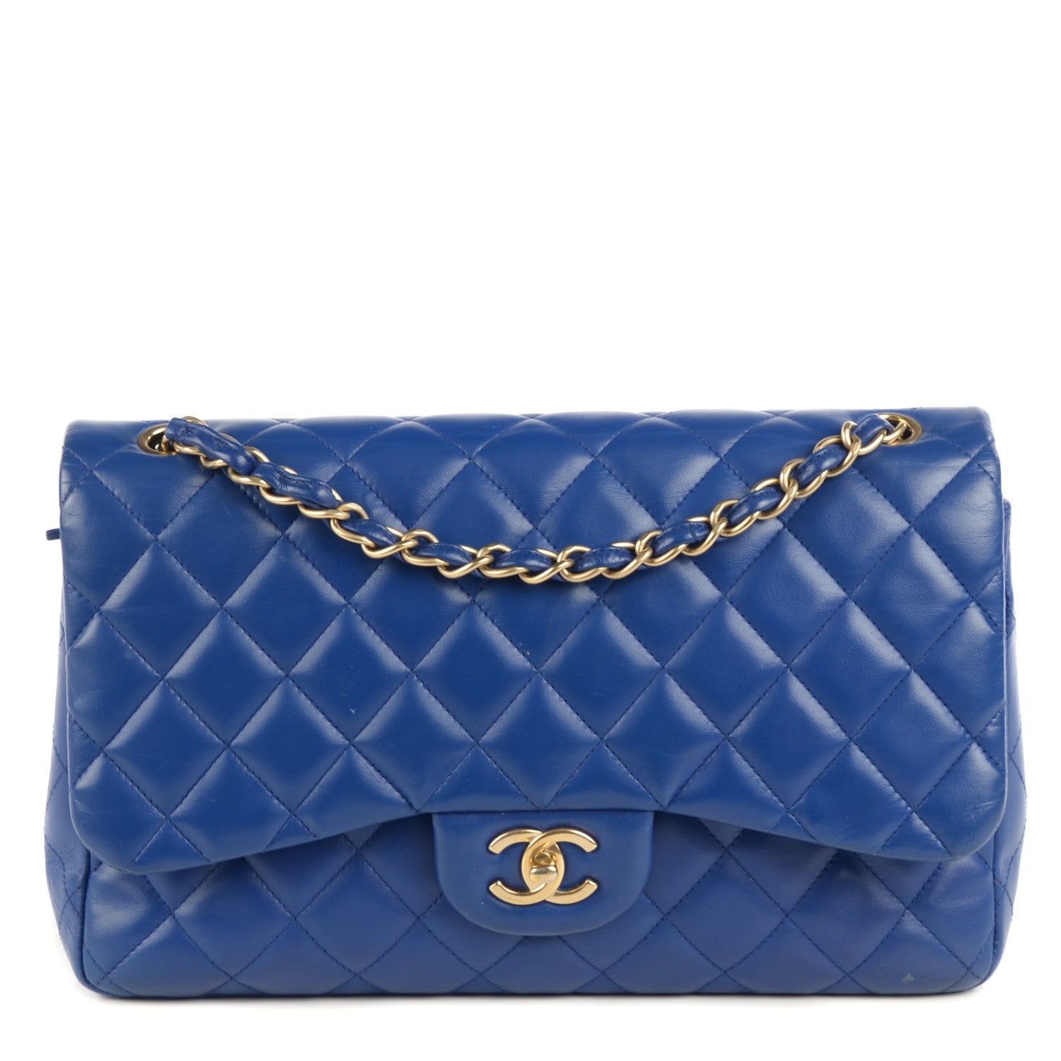 Chanel Lambskin Quilted Jumbo Double Flap Dark Blue 1 of 8