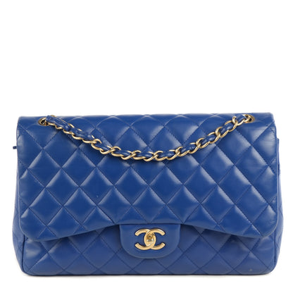 Chanel Lambskin Quilted Jumbo Double Flap Dark Blue 1 of 8