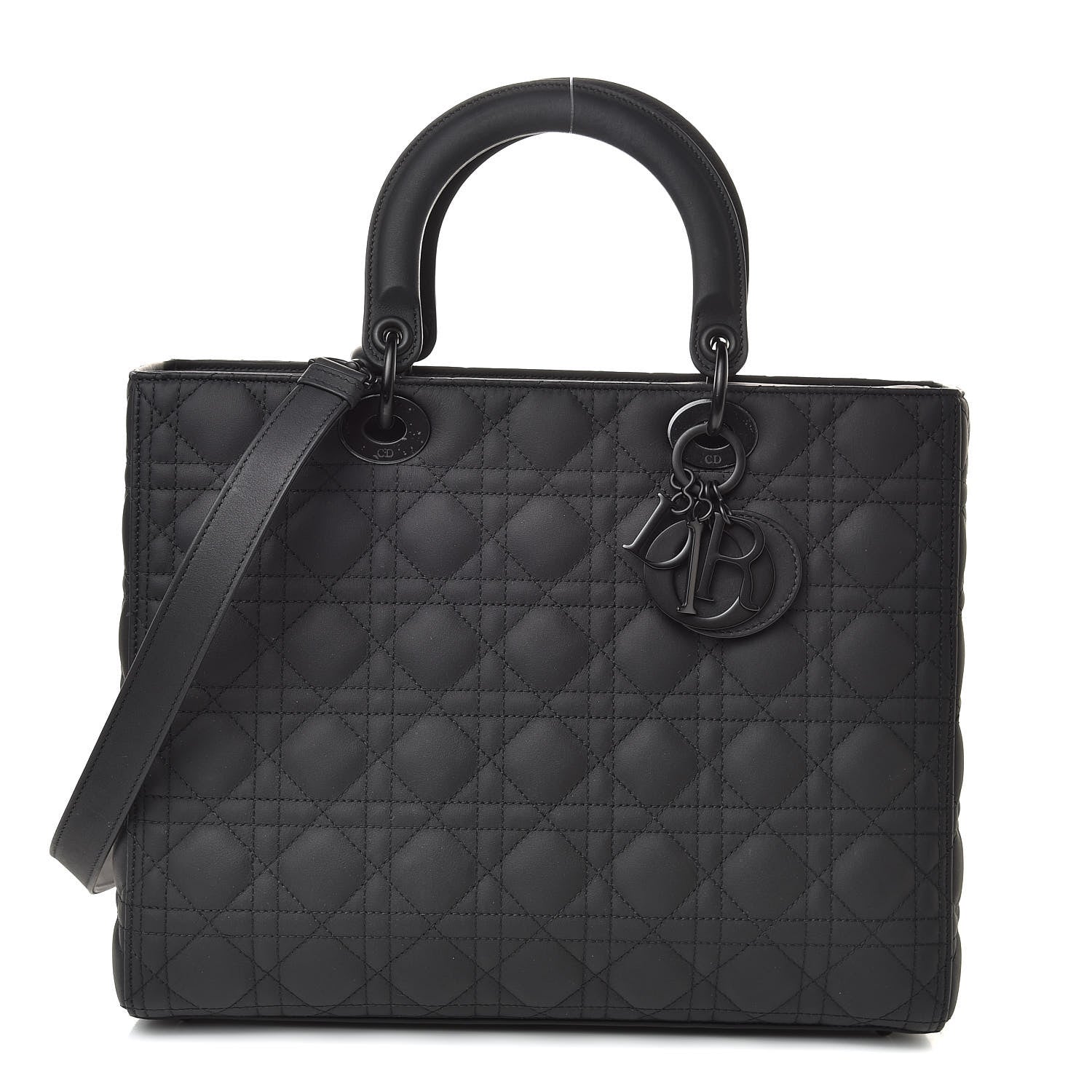Christian Dior Ultra Matte Calfskin Cannage Large Lady Dior Black 1 of 11