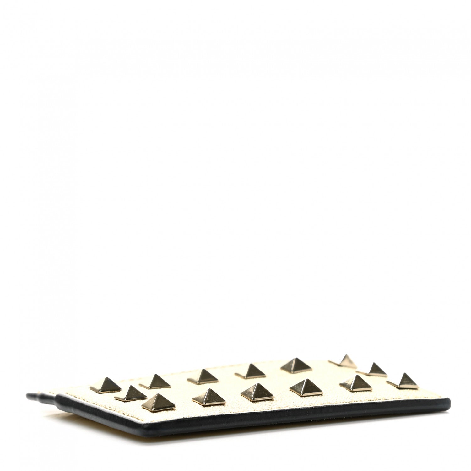 Valentino Garavani Metallic Pebbled Calfskin Rockstud Card Holder Gold 4 of 7
