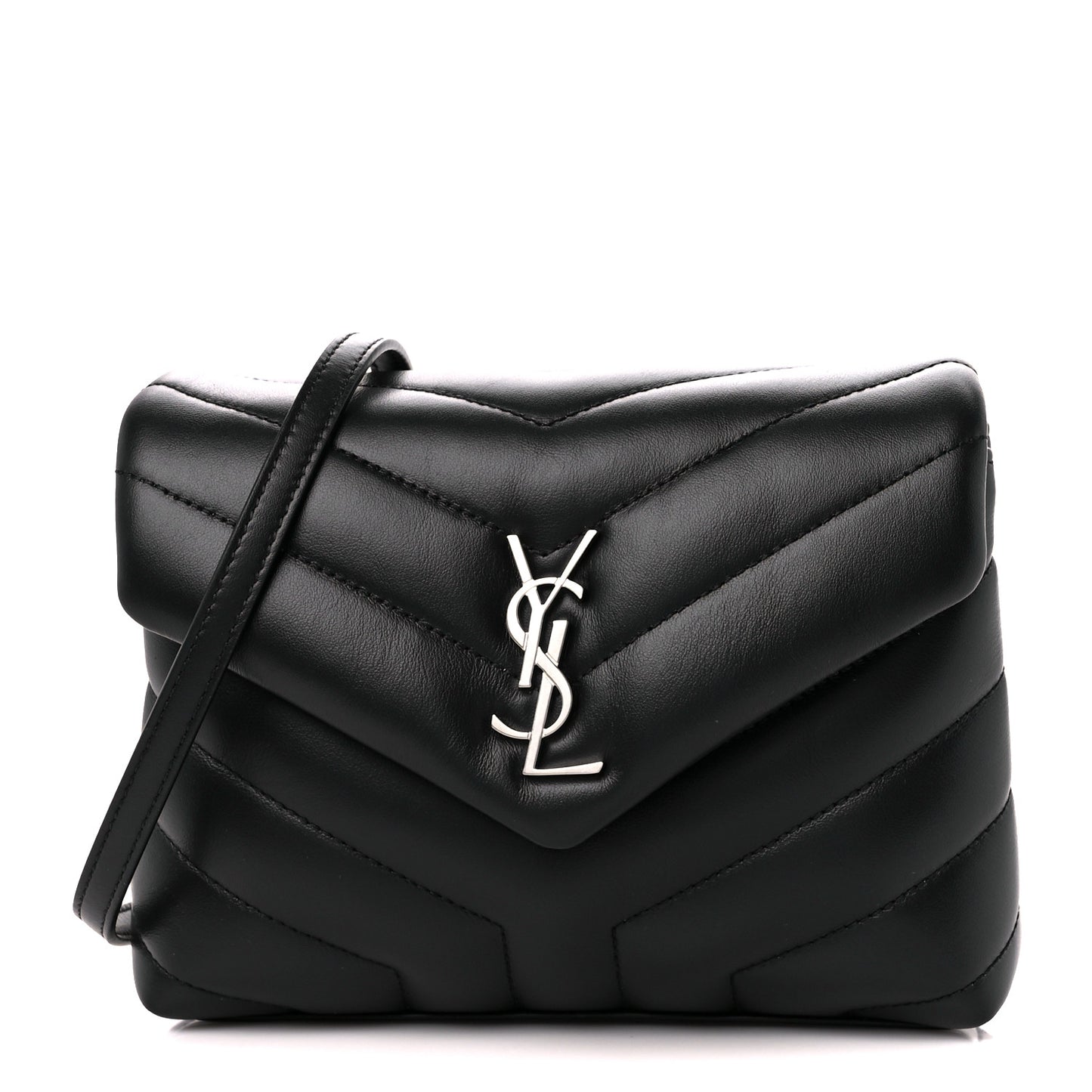 Calfskin Y Quilted Monogram Toy Loulou Crossbody Bag Black