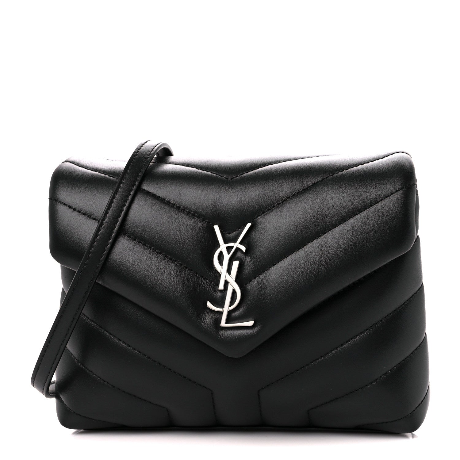 Saint Laurent Calfskin Y Quilted Monogram Toy Loulou Crossbody Bag Black 1 of 12