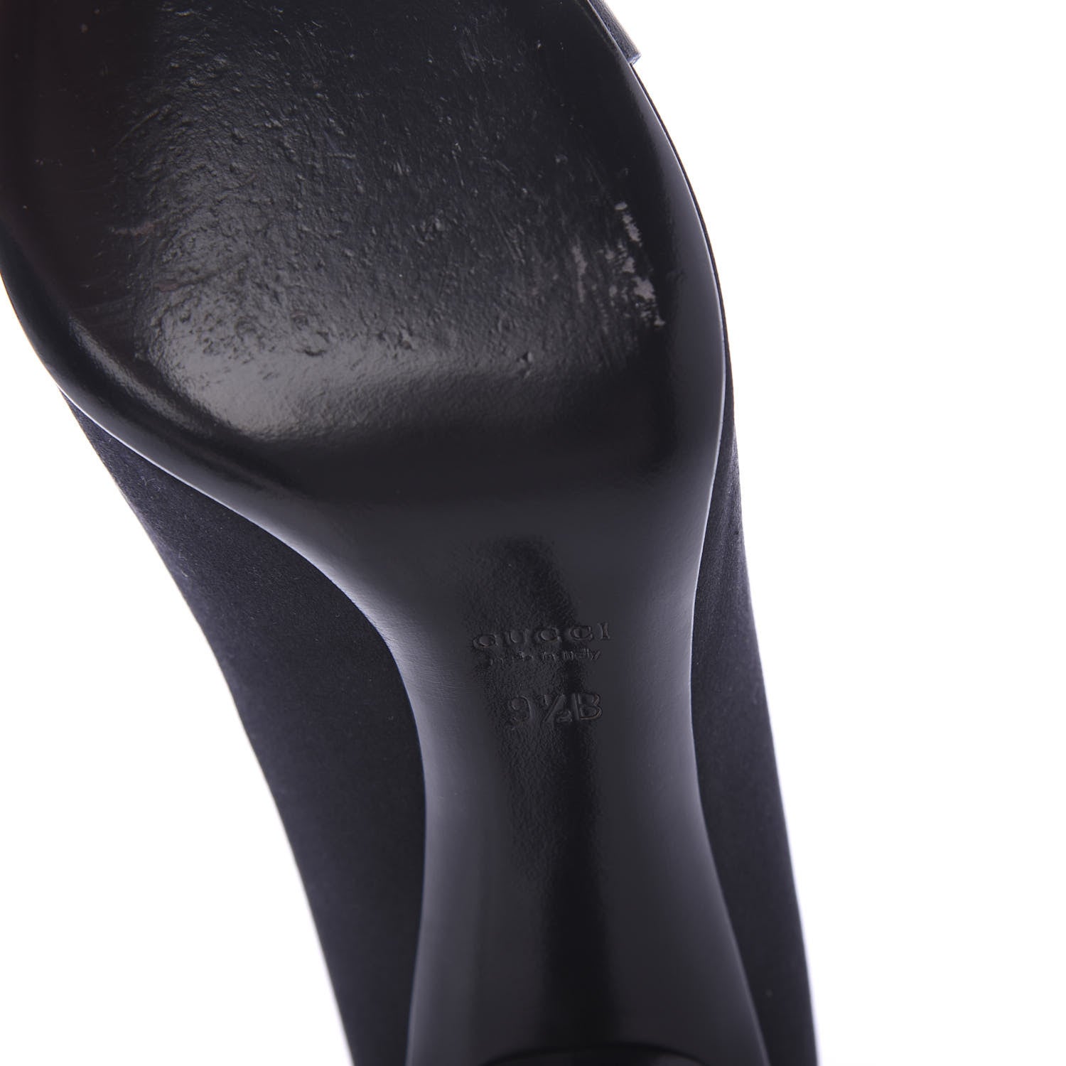 Gucci Satin Crystal Peep Toe Pumps 9.5 Black 6 of 9