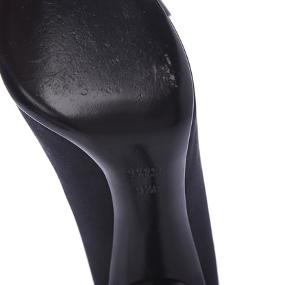 Gucci Satin Crystal Peep Toe Pumps 9.5 Black 6 of 9