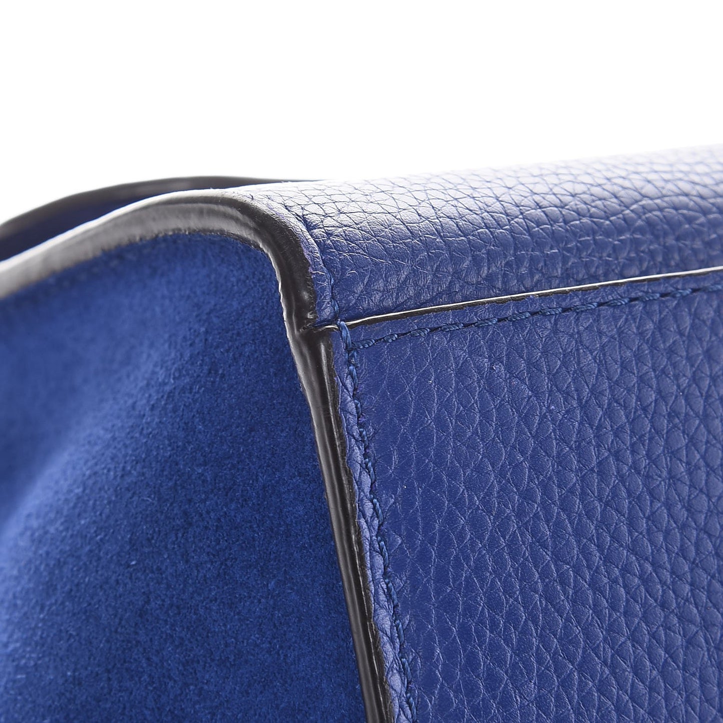Drummed Calfskin Suede Medium Trapeze Indigo