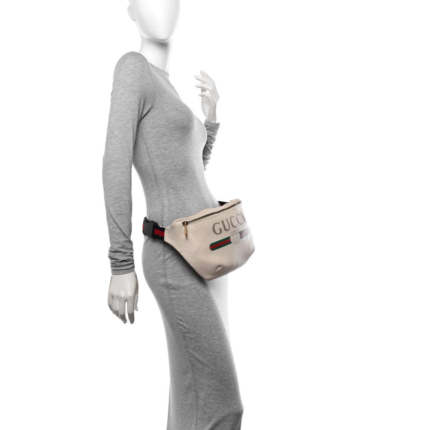Gucci Grained Calfskin Logo Belt Bag White 2 of 11
