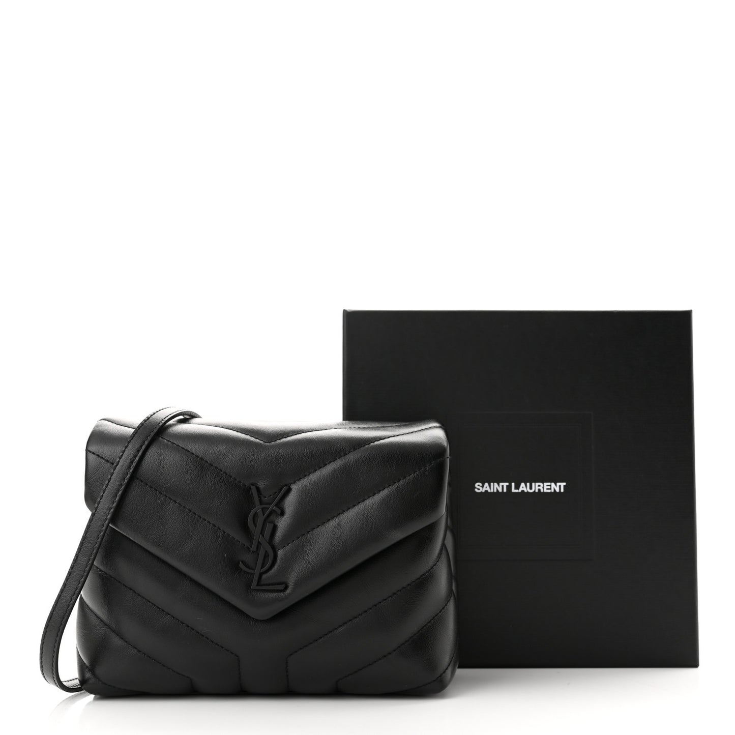 Calfskin Y Quilted Monogram Toy Loulou Crossbody Bag Black