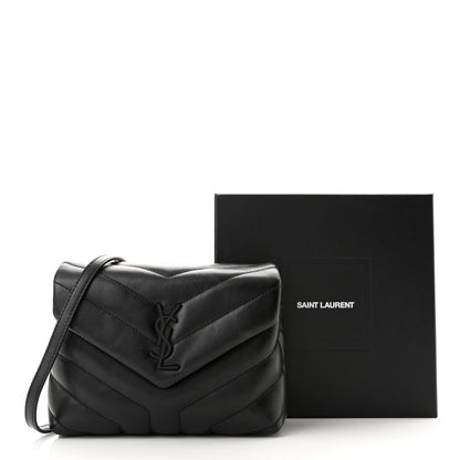 Saint Laurent Calfskin Y Quilted Monogram Toy Loulou Crossbody Bag Black 5 of 12