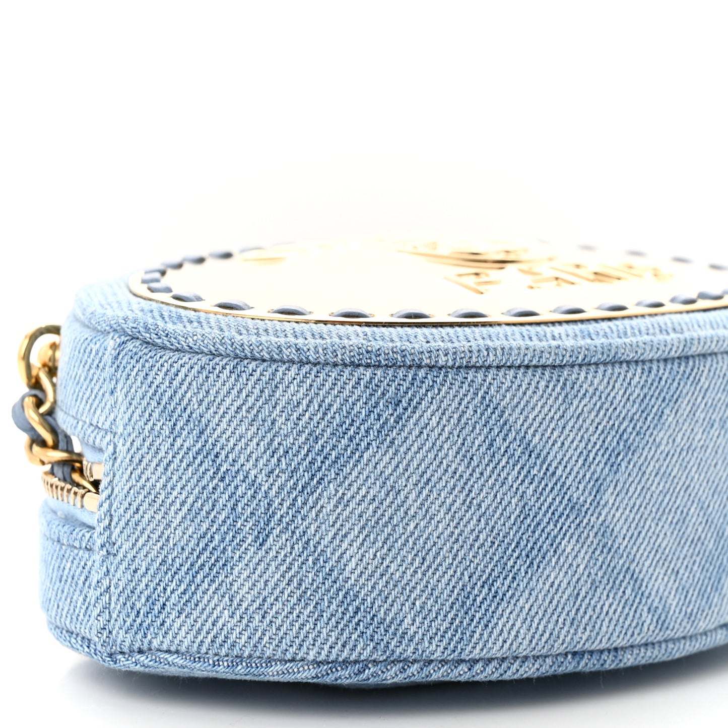 Denim Printed Chain Clutch Dark Blue
