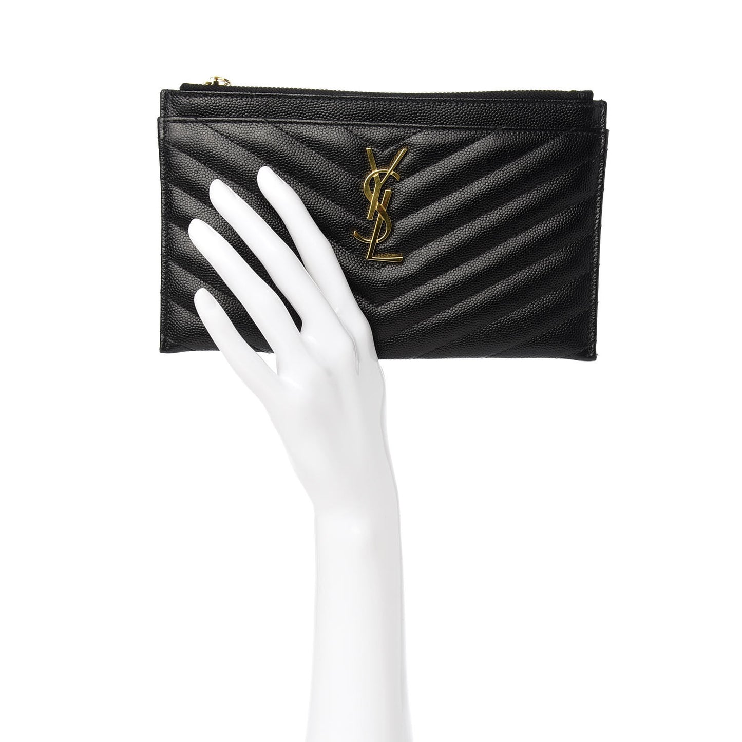 Grain De Poudre Chevron Monogram Bill Pouch Black
