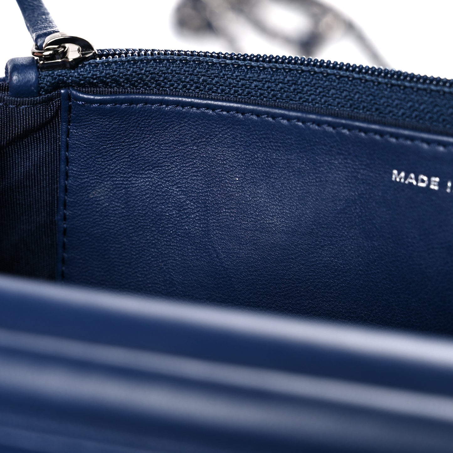 Lambskin Quilted CC Crossing Wallet On Chain WOC Blue