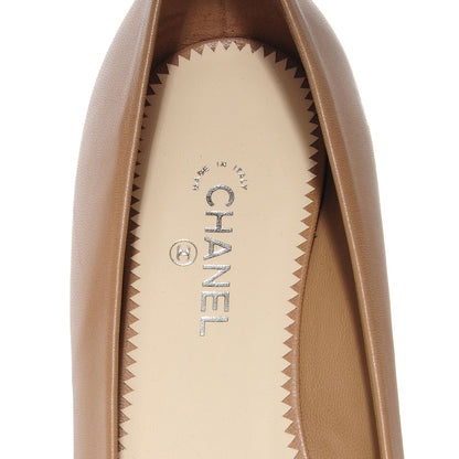 Chanel Lambskin Coco Line Pointed Toe Ballerina Flats 36.5 Dark Beige Black 7 of 8